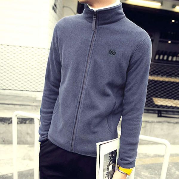 

and winter cardigan rocking fleece autumn stand collar youth fitness korean sports men's sweater plush thickening trend, Gray