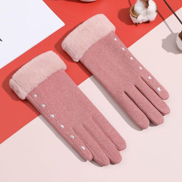 

winter gloves women female keep warm solid color gloves ladies elegant plush wrist mittens ski driving glove, Blue;gray