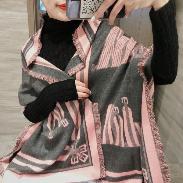 

зимнего шарф новых высокого качества мягкого кашемир пояс дизайн шаль леди женщина толстый теплая кисточка одеяло обертывание марка foulard, Blue;gray