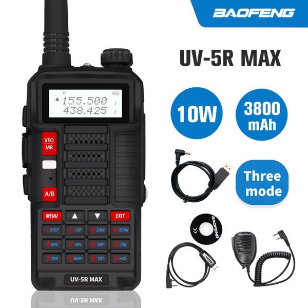 

walkie talkie 10w baofeng uv-5r max uv5r dual band two way radio uhf vhf transceiver usb charge hunting ham transmitte
