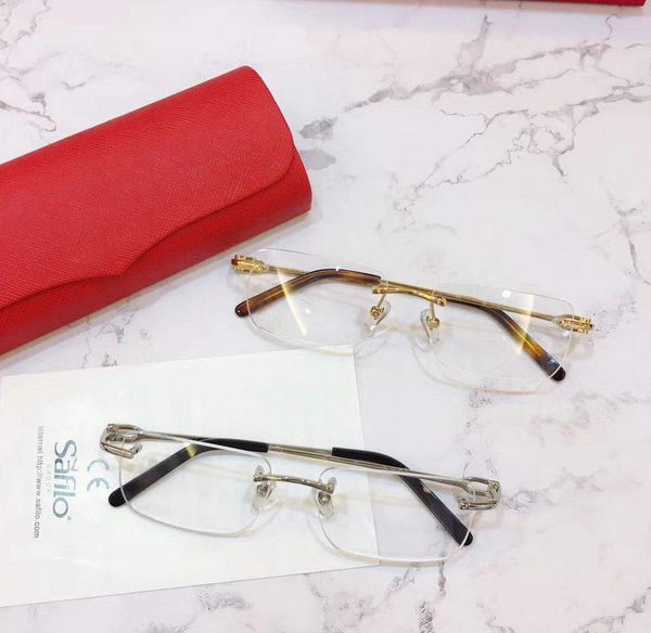

designer gold rimless frame eyeglasses glasses fashion sunglasses frames mens fashion optical eye glasses eyewear new with box, Black