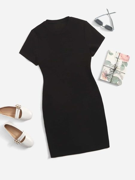 

teen girls solid round neck dress she, Red;yellow