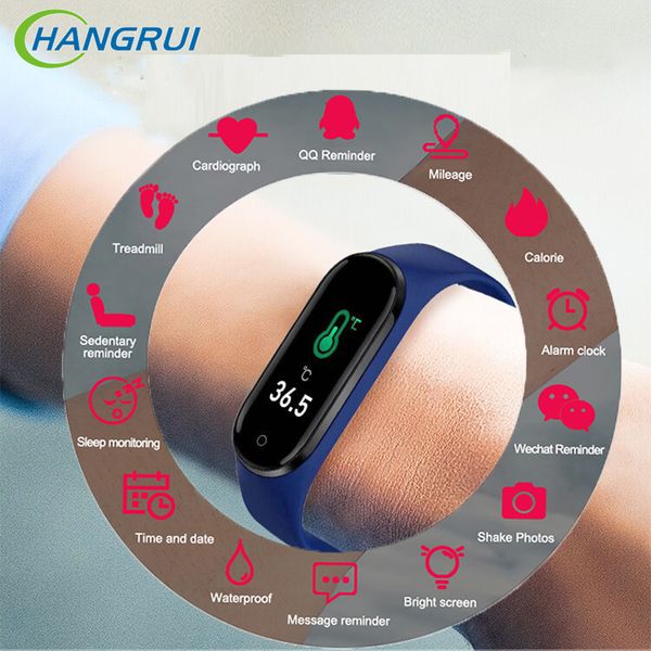 

2020 smart watch bluetooth blood pressure heart rate monitor fitness m4 pro body temperature bracelet