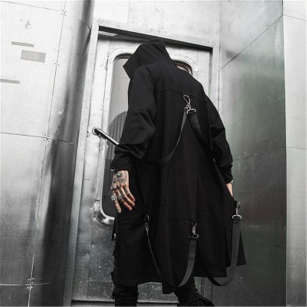 

steampunk men gothic male hooded irregular red black trench vintage mens outerwear cloak fashion trench coat, Tan;black