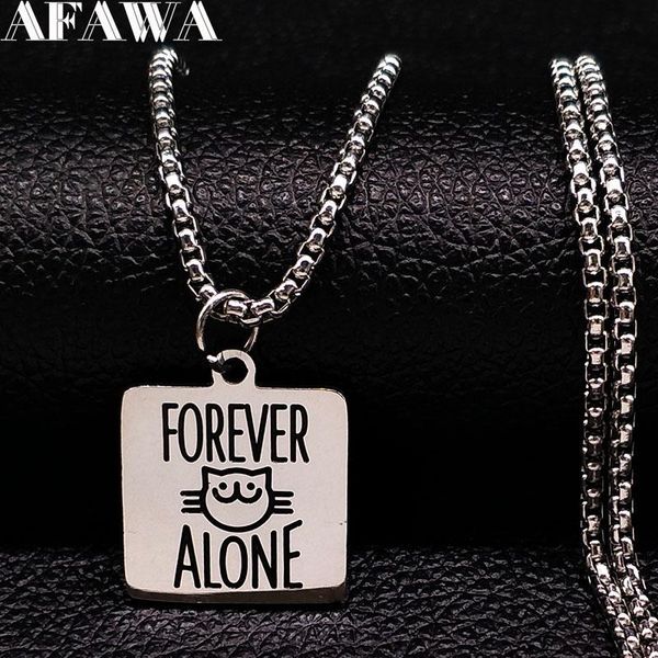 

pendant necklaces 2021 forever alone cat statement necklace fashion stainless steel pendants women silver color jewelry joyeria n758s01