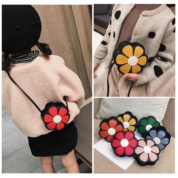

2020 girl coin purse children flower cartoon wallet newly mini coin bags pu material kids shoulder bag change purse cute wallet, White