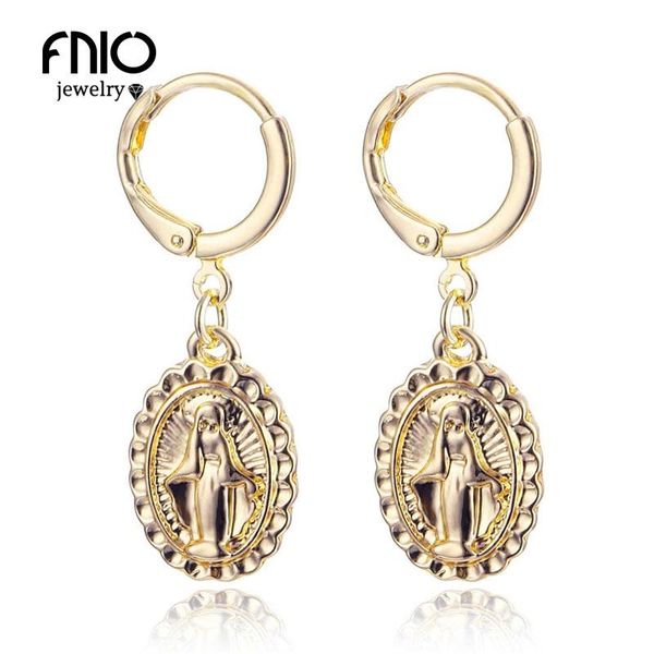 

fnio [трехцветной серьги] богородица серьги кулон женские ретро стиль религиозных женщин brincos ювелирные подарки, Silver