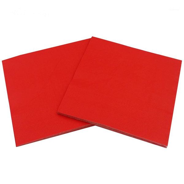 

1 pack solid color printed paper napkin (red)1