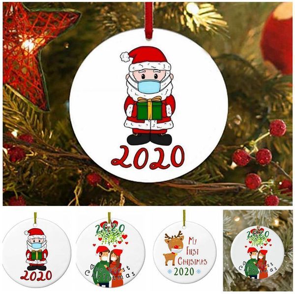 

6cm round christmas ornament elk santa claus family my first christmas xmas tree hanging pendant party decoration ljjp547bt75