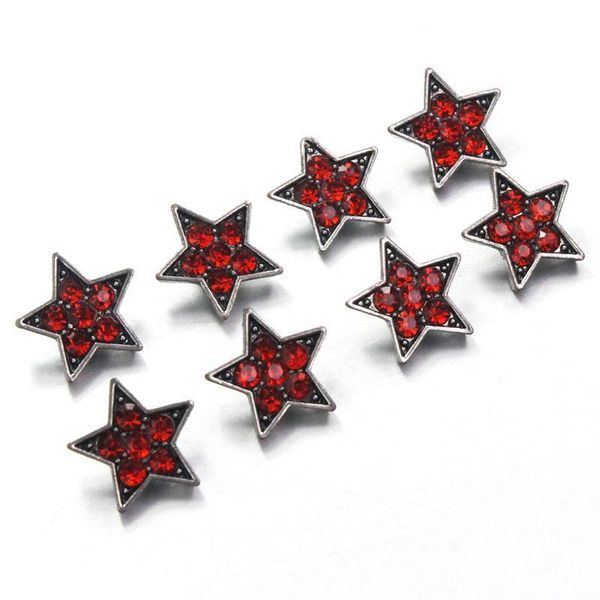 

6 colors 10pcs lot crystal five pointed star 12mm metal snaps button for women's bracelet metal snap earrings jewelry h qylihx