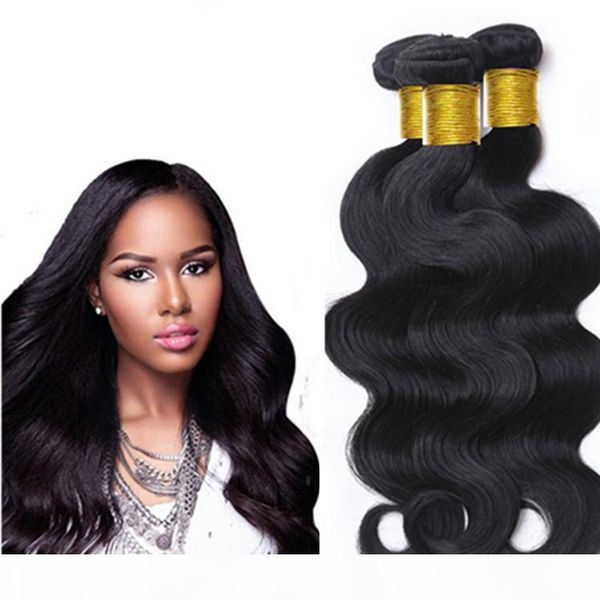 

virgin human hair extensions unprocessed brazilian hair bundles body wave 8-34inch indian peruvian malaysian remy human hair wefts, Black