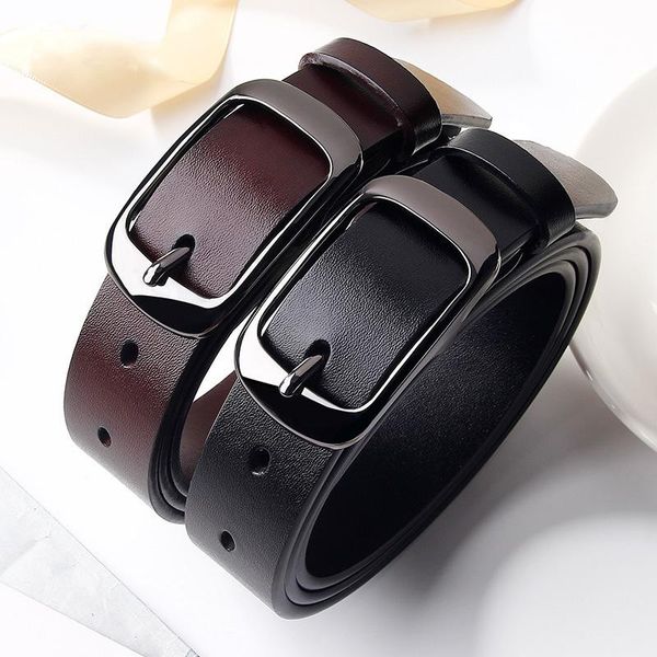 

hi-tie female luxury designer leather belt for women fashion red green crocodile leather dress belt women's wild jeans, Black;brown
