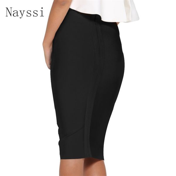 

nayssi bandage skirt striped knee-length wear to work wholesale y200326, Black