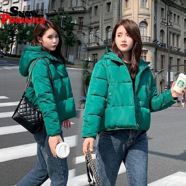 

winter women parkas coat solid hooded oversized short jacket winter autumn female puffer jacket parkas mujer 201127, Black