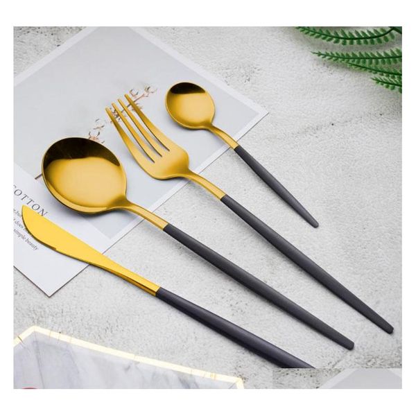 

dinnerware set cutlery gold silverware western dinner set 410 fork spoon knife set tableware chopsticks gold cutlery jllkyt home003