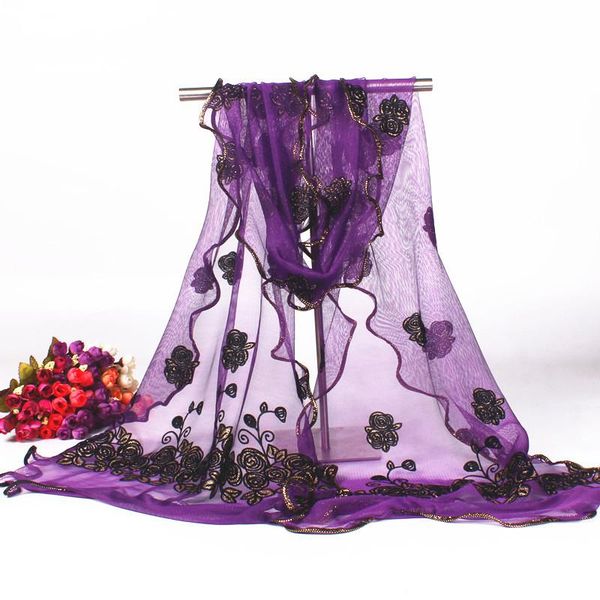 

purple flowerlady muffler cape women voile lace scarves shawls spring autumn new fashion wrap scarf 180*40 cm, Blue;gray