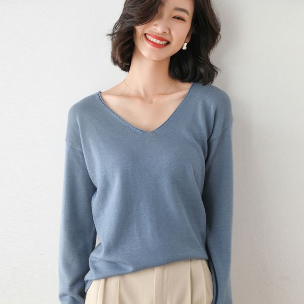 

spring and autumn 2020 new korean fashion long sleeve v-neck with undershirt ins fashionable women's sweater, White;black