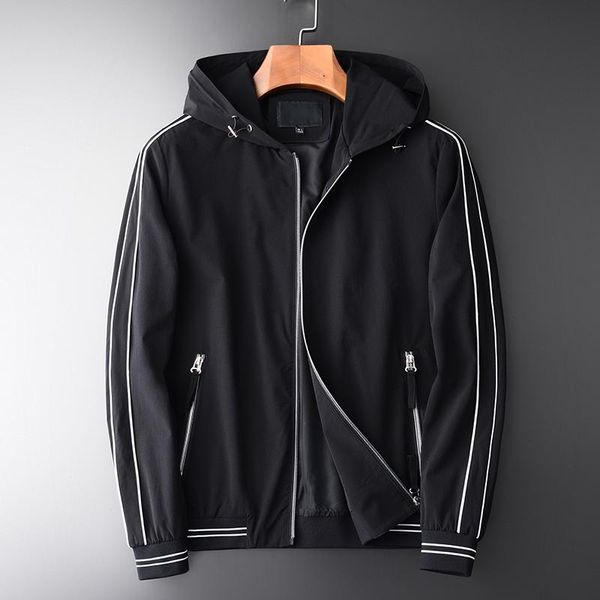 

new autumn mens jackets luxury white side edge hooded mens jackets and coats plus size 4xl contrast color rib male, Black;brown