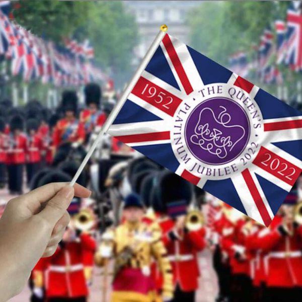 Queen England Национальный флаг Великобритания Flyce Flag Breathain Banner Рука Размахивая Флаги 70-летие Британское Украшение