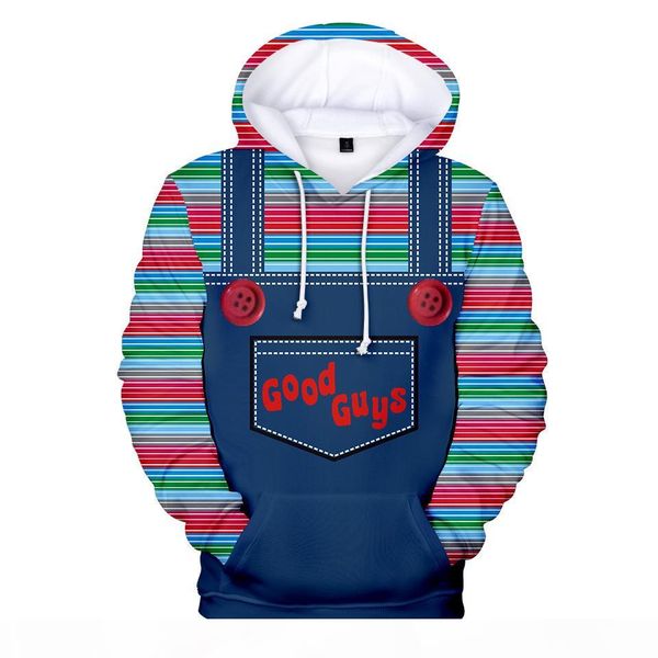 

good guys chucky 3d print sweatshirt hoodies hundred take hip hop leisure streetwear hoodies clothes costumes, Black