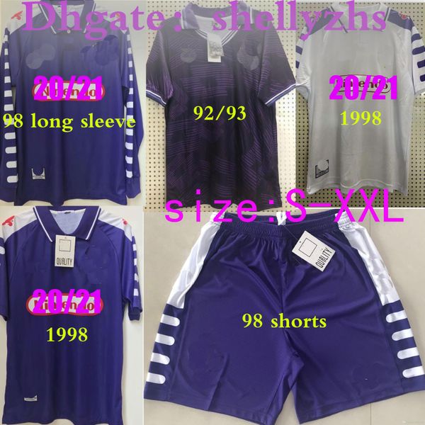 

shorts 1998 1999 retro fiorentina long short sleeve soccer jerseys 9 batistuta costa vintage 98 99 home shirt 92 93 camisas de futebol s-xxl, Black;yellow