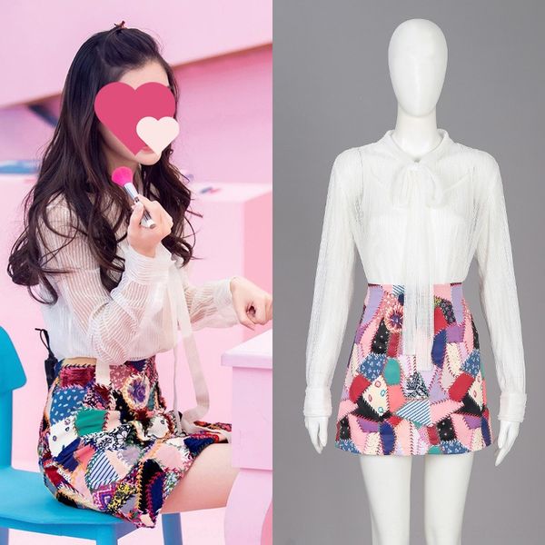 

baby yang ying's same set 2020 spring and autumn new long sleeve two dress dress piece embroidered print skirt afxgv, Gray