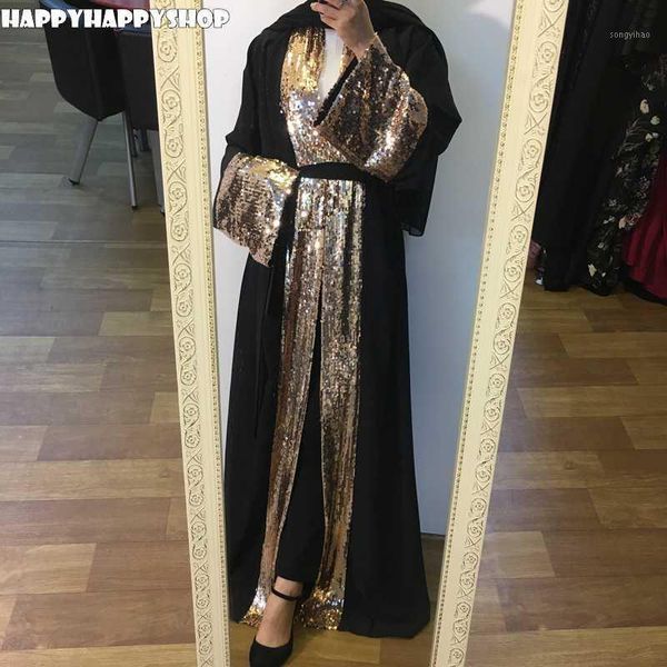 

dubai style kimono sleeve cardigan sequins long coat muslim islamic women open front abaya kaftan turkish belted robe arab dress1, Red
