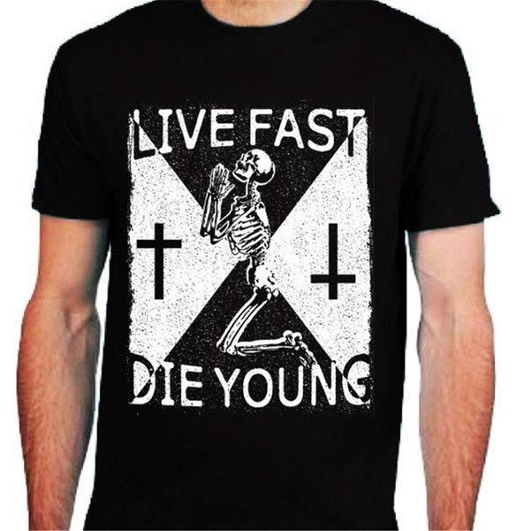 

live fast die young t-shirt uomo s-2xl biker metallo rock gotico teschio wholesale tee shirt sport hooded sweatshirt hoodie