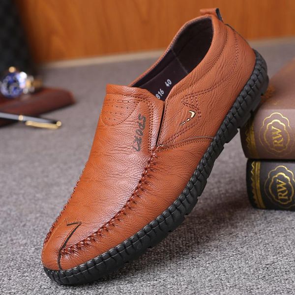 

new mens shoes formal business oxford shoes casual leather men dress slip on loafers luxury men, Black