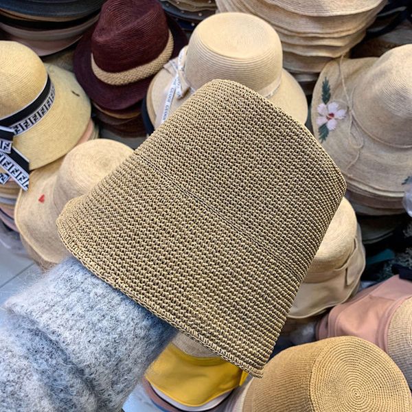 

south korea lafite light plate bucket women's fashion spring summer new basin sun and straw hat, Blue;gray
