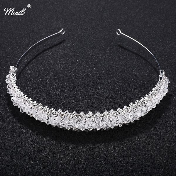 

miallo fashion tiara rhinestone crystal crown bridal wedding hair accessories girls fashion tiaras headband jewelry rim for hair y200409, Slivery;golden