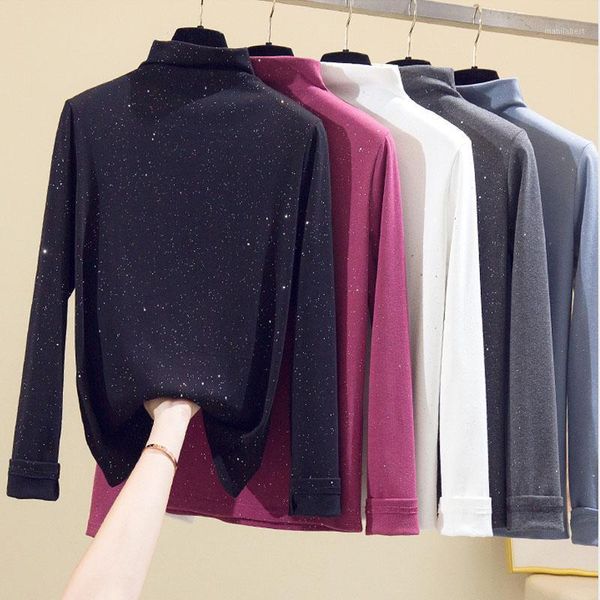 

cashmere in pullovers for women cotton elastic thick shirt women's long sleeve t-shirt spring 2021 solid color 1, White