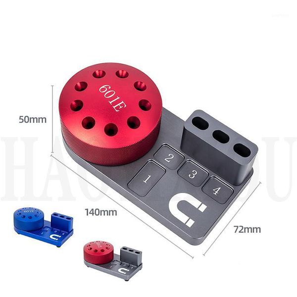 

601e rotating magnetic screwdriver holder aluminum screwdriver 9 port container with magnetic platform1