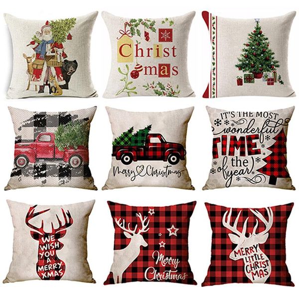 

christmas decoration christmas cushion cover 40*40 pillowcase sofa cushions pillow cases cotton linen pillow covers home deco gift sss