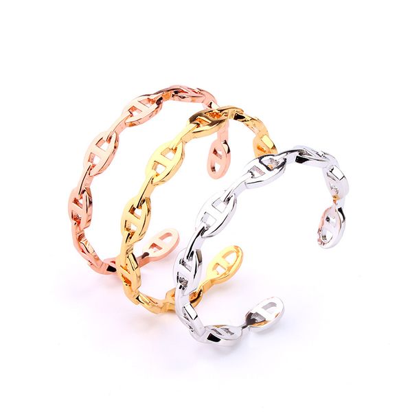 

2020 simple fashion bracelet in europe and america silver rose gold cuff bracelet friendship bracelets h bangle jewelry mens bracelets, Black