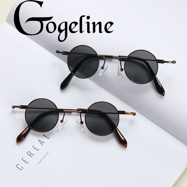 

small round sunglasses women men uv400 metal brand designer punk sun glasses steampunk vintage goggles black shades, White;black
