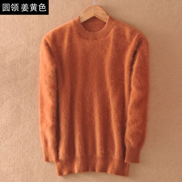 

2021 100% mink cashmere knitting sweaters new fashion heavy winter pullovers man sweater fw38, Black