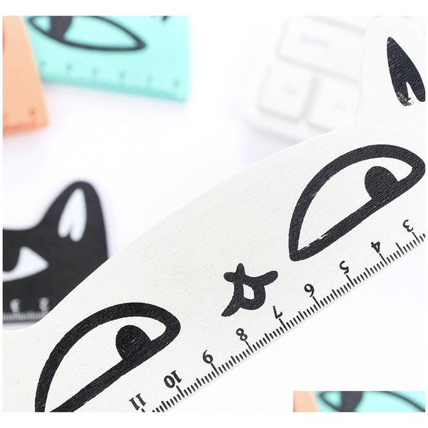 

15cm cute kawaii cartoon cat wooden ruler parallel school supplies ruler for painting drawing korean statio sqclem five2010