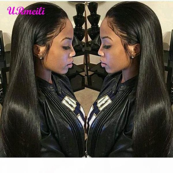 

360 lace frontal human hair wigs malaysian straight virgin remy hair lace wig 150% density 10-26 inch front lace wigs for black womens, Black;brown