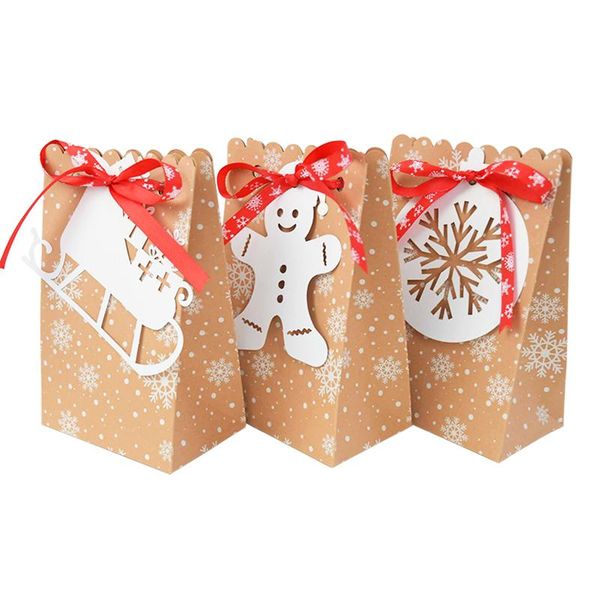 

4pcs kraft paper christmas gift boxes cookie candy box xmas gift packaing bag christmas decorations navidad new year kids gifts wmtyea