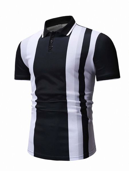 

men block striped polo shirt r3dz#, White;black