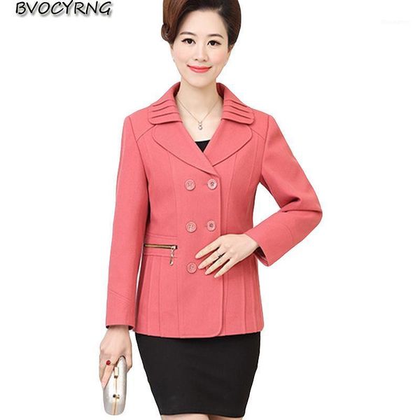

high-end middle-aged lady spring and autumn jacket fashion plus size 4xl women coat lapel long sleeve slim female outerwear1, Black;brown