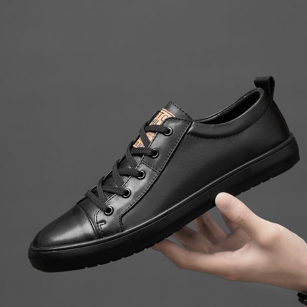 

genuine leather casual shoes men handmade sewing vintage shoes lace up natural rubber bottom shoes zapato de cuero hombre p4 201019, Black