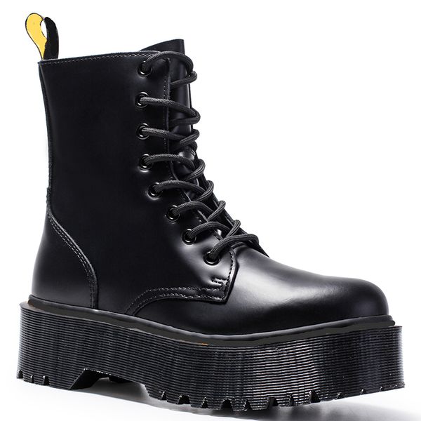 

боковая молния martin boots для женщин 8 отверстий платформа 5см натуральная кожа черные зимние женские пинетки размером 35-41, Black
