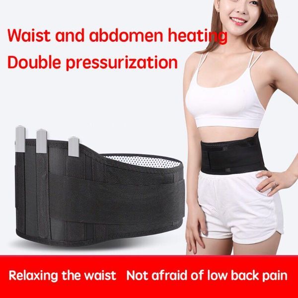 

waist support self-heating magnetic therapy waistband fitness protection warm belts steel plate exercise lumbar back brace1, Black;gray