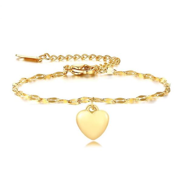 

5pcs/lot new style stainless steel gold color heart bracelet chain bracelets women jewelry summer party gifts, Golden;silver