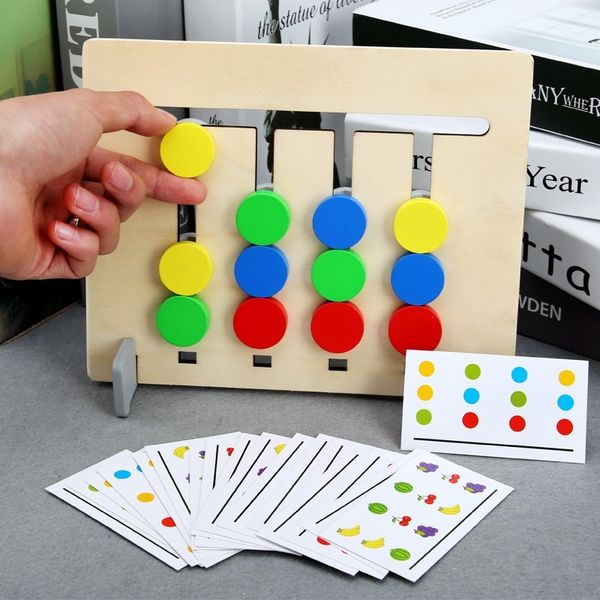 

kids montessori toys educational learning wooden toys four colors and fruit double sided pairing children logical reasoning game y200428