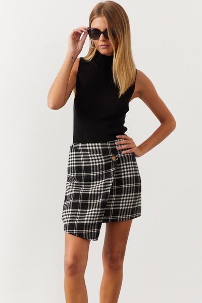 

cool & women plaid button skirt nh03, Black