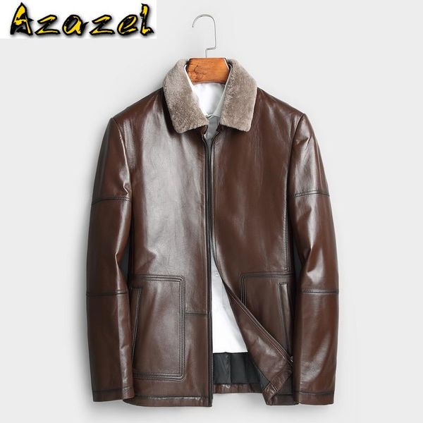 

ayusnue 2020 новая натуральная кожа куртка мужчин осень зима 100% натуральной овчины пальто parka кожаные куртки весте cuir homme 1306, Black