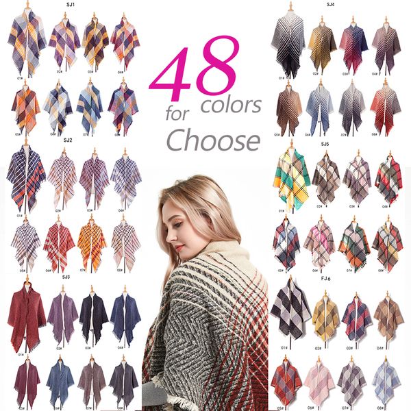 

women men autumn winter large scarf long tassels bright colorful striped knit thick neck warm casual square shawl wrap blanket cfyl0181